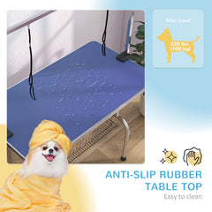Adjustable Dog Grooming Table with 2 Safety Slings, Storage Basket, Black