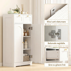 Bathroom Floor Cabinet with 2 Drawers - White