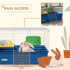 18.5" Small Animal Cage with Water Bottle, Food Dish, Platform, Ramp, Black