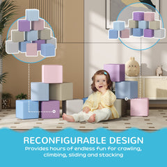 12 Piece Soft Play Blocks Soft Foam Toy Building And Stacking Blocks - Multicolours