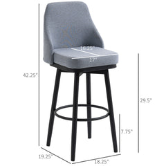 Extra Tall Bar Stools Set of 2, Modern 360° Swivel Barstools, Dining Room Chairs with Steel Legs Footrest, Charcoal Grey