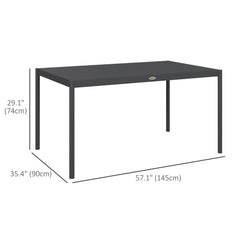 Outdoor Dining Table w/ Aluminium Frame, Garden Table, 57", Dark Grey