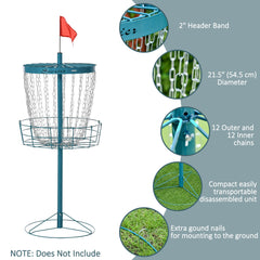 24-Chain Portable Practice Basket for Disc Golf Target Stand Easy Assembly & Lightweight Basket w/ Carry Bag Navy Blue