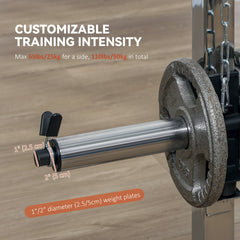 3 In 1 Smith Machine Power Rack with Cable Crossover System, Pull up Station, 16-Level Squat Rack and Barbell Bar