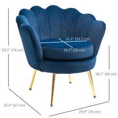 Modern Accent Chair, Velvet-Touch Fabric Leisure Club Chair with Gold Metal Legs for Bedroom, Dark Green