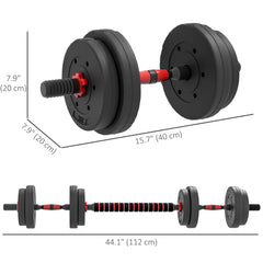 44lbs 2-in-1 Adjustable Dumbbells Weight Set, Dumbbell Hand Weights Barbell for Body Fitness, Lifting Training for Home, Office, Gym, Black and Red