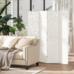 4 Panel Room Divider, 5.6 FT Lightweight Folding Privacy Screen with Geometric Pattern for Living Room, Bedroom, Black