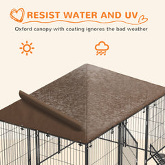 4.6' x 4.6' x 5' Outdoor Dog Kennel with Canopy, Rotating Bowls, Coffee