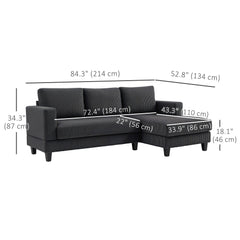 L Shaped Couch, L Shape Sofa with Chaise Lounge and Spring Cushion for Living Room, Bedroom, Beige