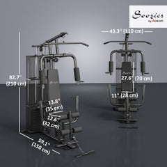Home Gym, Multifunction Gym Equipment Workout Station with 100Lbs Weight Stack for Lat Pulldown, Leg Extensions, Preacher Bicep Curls, Triceps Pulldowns, Chest Press, Black