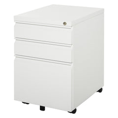 3 Drawer Filing Cabinet, Lockable Office Storage Cabinet on Wheels for Legal, Letter, A4 Files, Black