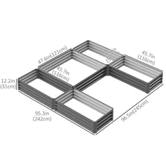 Steel Raised Garden Bed, Set of 5 Large Box Planters for Outdoor Plants Vegetables Flowers Herbs, 8x8x1ft, Black