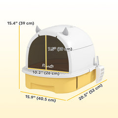 Cat Litter Box with Lid, Front Door Flap, Scoop, Handle, Easy Clean, for Small and Medium Cats, Green