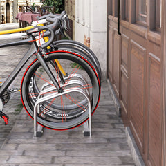 3-Bike Bicycle Floor Parking Rack Cycling Storage Stand Ground Mount Garage Organizer for Indoor and Outdoor Use Black