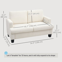 54.3" Loveseat Sofa, 2 Seater Sofa with Removable Cushions, Small Couch with Solid Wood Frame for Living Room, Dark Grey
