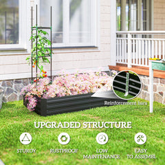 6' x 3' x 1' Raised Garden Bed with 2 Trellis Tomato Cages, Steel Frame Elevated Planter Box, Black