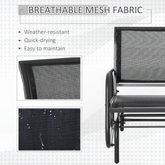 Patio Glider Outdoor Glider Chair with Breathable Mesh Seat & Backrest, Armrests and Metal Frame, Black