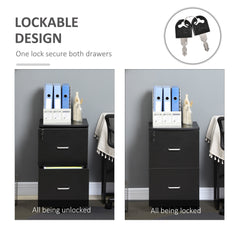 2 Drawer File Cabinet with Lock, Small Rolling Filing Cabinet for A4, Letter-Size Documents, Printer Stand for Home Office, 17" x 17.75" x 28.25", Black