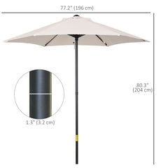 6.6FT Patio Umbrella, Outdoor Parasol with 6 Solid Ribs, Cream White
