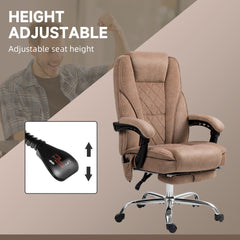 Massage Office Chair, Reclining Computer Chair with Adjustable Height and Footrest, Brown