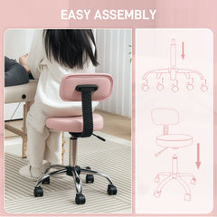 Adjustable Rolling Stool with Removable Backrest, Faux Leather Swivel Stool Chair for Salon Spa, Bar, Massage, Black