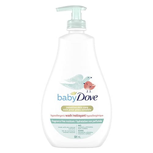baby Dove Sensitive Skin Care Hypoallergenic Wash, No Parabens and Sulfates, Fragrance Free Moisture, 591 mL