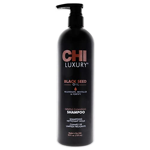 CHI Luxury Black Seed Oil Gentle Cleansing Shampoo, Adds Hair Volume & Body, Strengthens & Removes Impurities, Sulfate, Paraben, & Cruelty-Free, 25 Oz