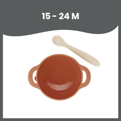 Babymoov Tast'isy Feeding Set Fox, BPA-Free Non-Toxic Food Grade Silicone Suction Bowl and Spoon (Microwave & Dishwasher Safe)