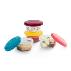 Babymoov Babybols Reusable Baby Food Storage Containers, 4 Airtight Bowls for Homemade Purees, Snacks & Meal Prep, Freezer Microwave Dishwasher Safe, 4 oz