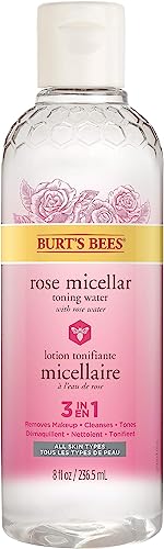 Burt's Bees Rose Micellar Toning Water, 3 in 1 Face Cleanser, Makeup Remover and Toner for all skin types, Alcohol Free, Dermatologist Tested, 1 Count