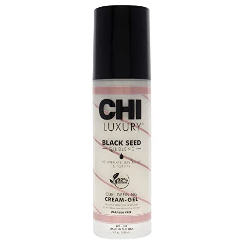 CHI Luxury Black Seed Oil Curl Defining Cream Gel, Defines Curl, Controls Frizz & Strengthens Hair For Shine, Sulfate, Paraben & Gluten-Free, 5 Oz