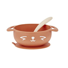 Babymoov Tast'isy Feeding Set Fox, BPA-Free Non-Toxic Food Grade Silicone Suction Bowl and Spoon (Microwave & Dishwasher Safe)