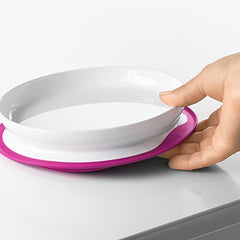 OXO Tot - Stick & Stay Suction Plate - Non-Sliding - Encourage Self-Feeding at Mealtime - Baby Toddler 6 Months - Gray, Large