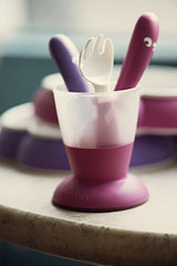 BabyBjorn Baby Plate, Spoon and Fork-Pink/Purple, 2 Pack