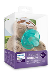 Philips Avent Soothie Snuggle Pacifier Holder with Detachable Pacifier, Sloth, 0m+, SCF347/07