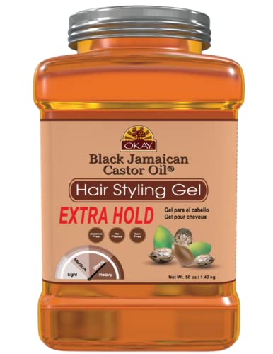 OKAY black jamaican hair styling gel, extra hold 50oz