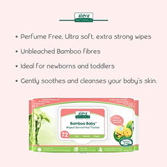 Aleva Naturals Bamboo Baby Sensitive Wipes- 2 Pack- Hypoallergenic, Biodegradable, Extra Strong and Ultra-Soft, Perfume Free Diaper Wipes-72 Count X 2= 144 Wipes Total