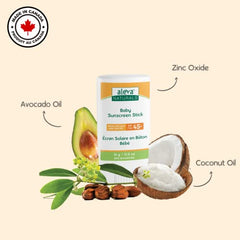 Aleva Naturals Baby Sunscreen Stick SPF 45+, Fragrance-Free, Natural Organic Ingredients, For Babies and Toddlers, Sensitive Skin, Broad Spectrum UVA/UVB Protection - 0.5 oz. /14 g