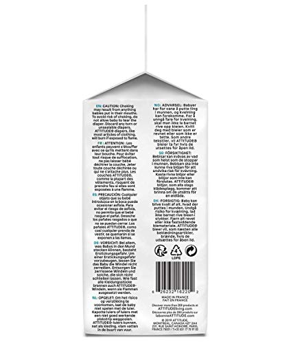 ATTITUDE Baby Diapers, Eco-friendly, Safe for Sensitive Skin, Chlorine-Free & Leak-Free, Plain White, Size 1-2 (6-13 lbs / 3-6 kg), 36 Count