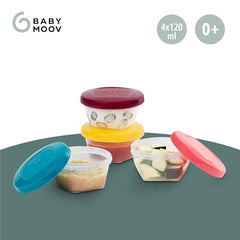 Babymoov Babybols Reusable Baby Food Storage Containers, 4 Airtight Bowls for Homemade Purees, Snacks & Meal Prep, Freezer Microwave Dishwasher Safe, 4 oz