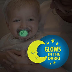 Dr. Brown's PreVent Pacifiers – Glow-In-The-Dark, Stage 2, 6-18 months, 2 Pack, Pink Dinosaur and Planet