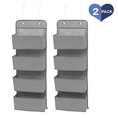 Delta Children 4 Pocket Over The Door Hanging Organizer, 2 Pack, Dove Grey