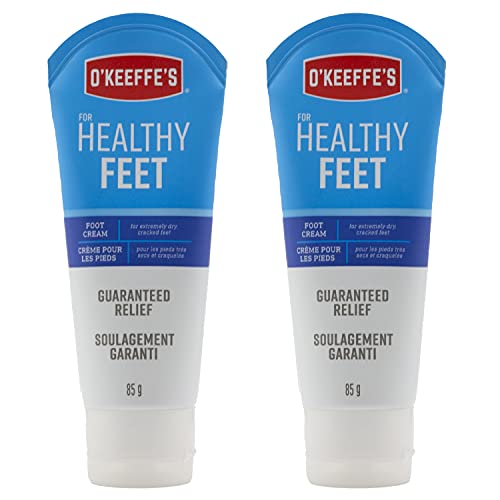 O'Keeffe's Healthy Feet Foot Cream, Healing Moisturizer, Relieves and Repairs Extremely Dry Cracked Feet, Instantly Boosts Moisture Levels, Two 3oz/85g Tubes, (Pack of 2) 108485