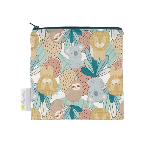 Itzy Ritzy Reusable Snack Bag – 7” x 7” BPA-Free Snack Bag is Food Safe, Washable and Ideal for Storing Snacks, Pacifiers, Electronics and Makeup in a Diaper Bag, Purse or Travel Bag, Safari Squad