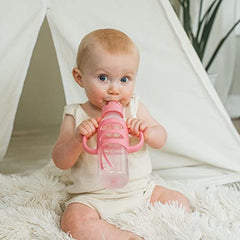 Dr. Brown's Milestones Sippy Straw Bottle with Silicone Handles - Pink - 8oz - 6m+