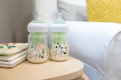 Dr. Brown’s Natural Flow Anti-Colic Options+ Wide-Neck Baby Bottle Designer Edition Bottles, Woodland Decos, 5 oz/150 mL, Level 1 Nipple, 2-Pack, 0m+