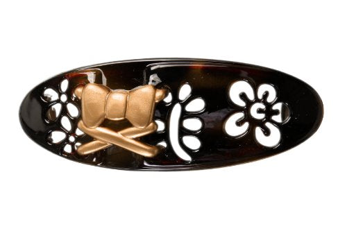 Caravan Tortoise Shell Barrette, Automatic with Coat of Arm
