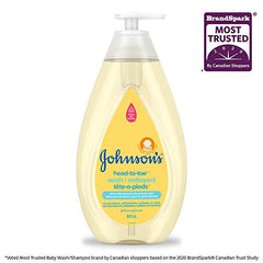 Johnson's Baby wash and shampoo for baths, head-to-toe, tear free, 800ml