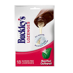 Buckley's Lozenges Cough Lozenges, Menthol Outburst, 18 Count, Mint Flavoured Cough Drops (Packaging May Vary)