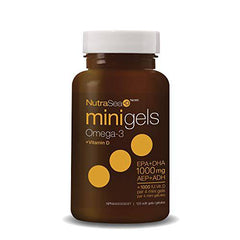 Nature's Way NutraSea Plus Vitamin D Mini Gels - 1000mg EPA and DHA, 1000 IU Vitamin D3 – Support Healthy Heart and Brain, Help Build Strong Bones and Teeth & Help Support Immune System - Fresh Mint Flavoured Health Supplement - 120 Mini gels